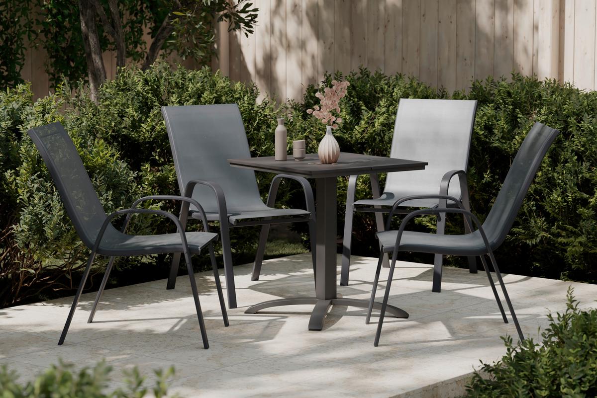 Gartensessel 2er Set Paula Metall/Textil - Anthrazit, MODERN, Textil/Metall (54/90/72cm) - Ondega