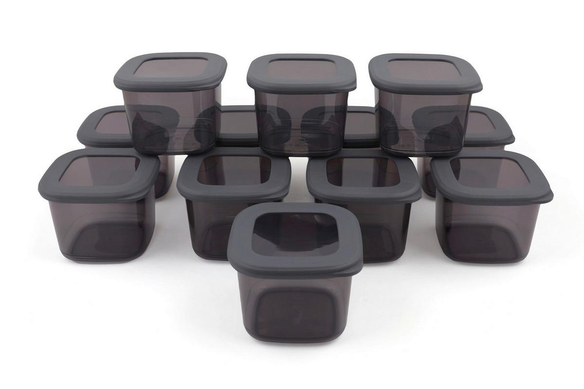 Vorratsdosenset 12-teilig Je 0,55l, Kunststoff Anthrazit - Klar/Anthrazit, Basics, Kunststoff (10/10/9.5cm) - P & B