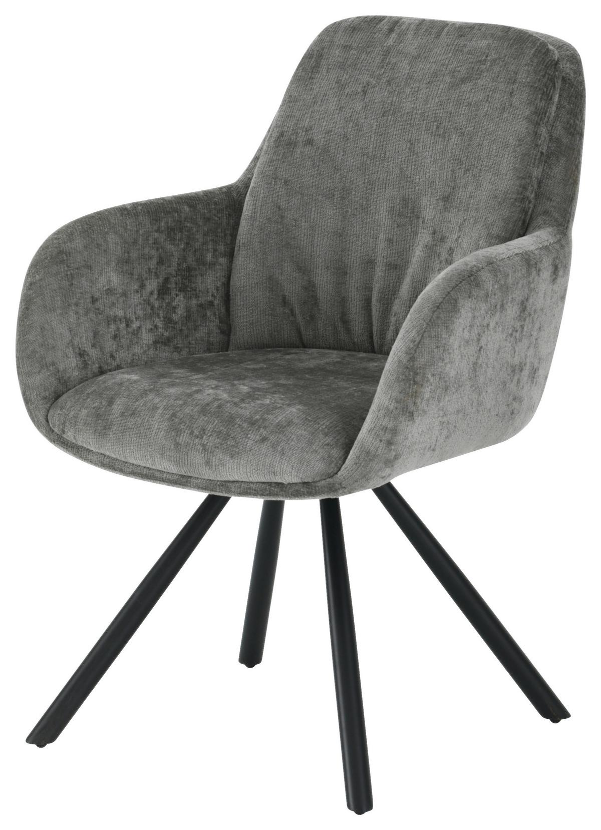 Armlehnstuhl Bela - Schwarz/Grau, LIFESTYLE, Holz/Textil (62/88/66cm) - MID.YOU
