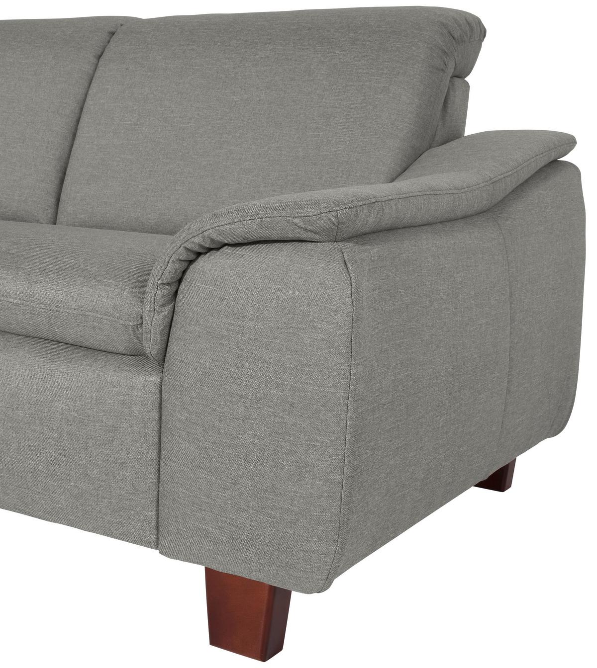 Ecksofa Aaron Hellgrau Flachgewebe - Nussbaumfarben/Hellgrau, Design, Textil (247/82/187cm) - Max Winzer