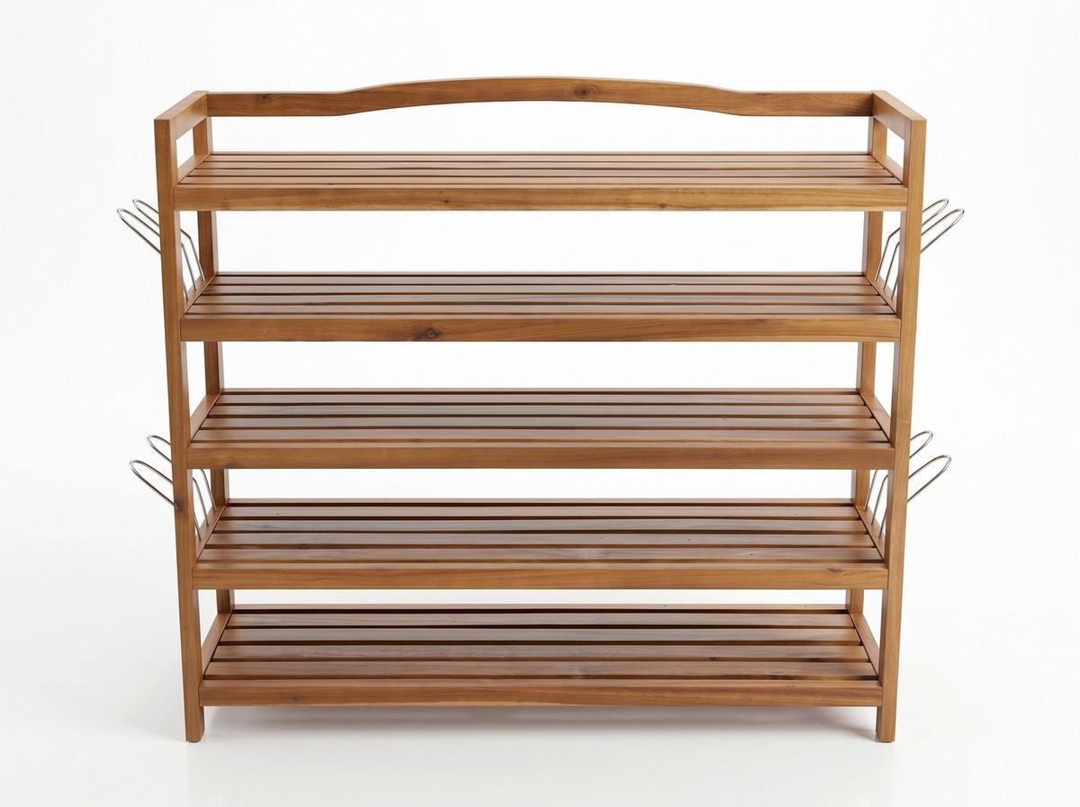 Schuhregal aus Akazie 5-Etagen LxBxH: 26x82x94 cm - Akaziefarben, Basics, Holz (26/82/94cm) - Prestige Home