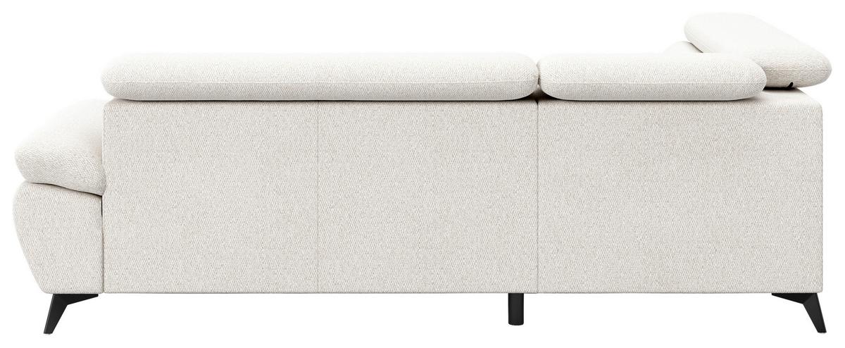 Ecksofa mit Bettfunktion Hudson, Chenille Silberfarben - Silberfarben/Schwarz, KONVENTIONELL, Textil (207/256cm) - Sembella