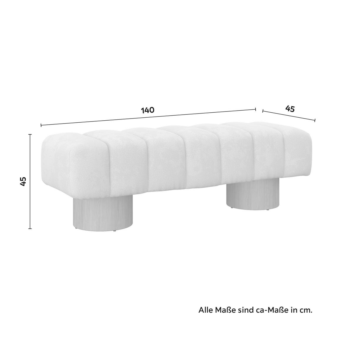 Sedací lavice ALINA, krémová žinylka - krémová/přírodní barvy, Moderní, dřevo/kompozitní dřevo (140/45/45cm) - Bessagi Home