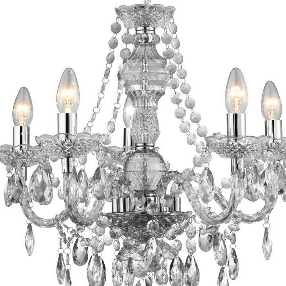 Kronleuchter Marie Therese 5-Flammig, Chromfarben - Chromfarben, KONVENTIONELL, Kunststoff/Metall (55/130cm)