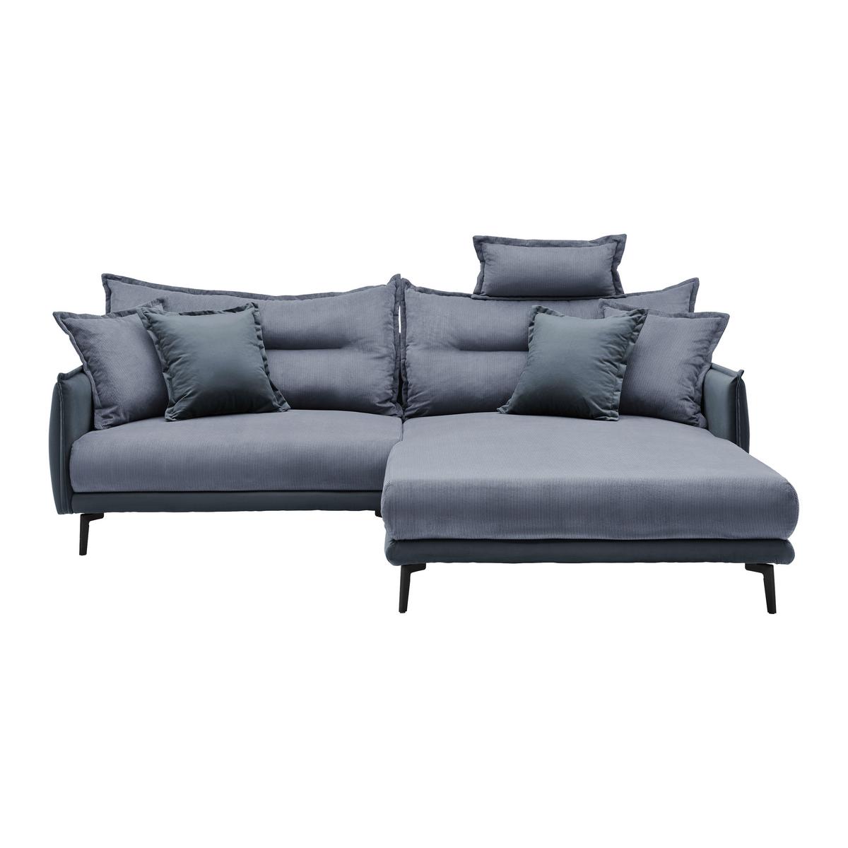 Rohová sedačka NUOVO, oboustranná, modrošedá - černá/modrošedá, Moderní, kov/textil (245/190cm) - Mömax