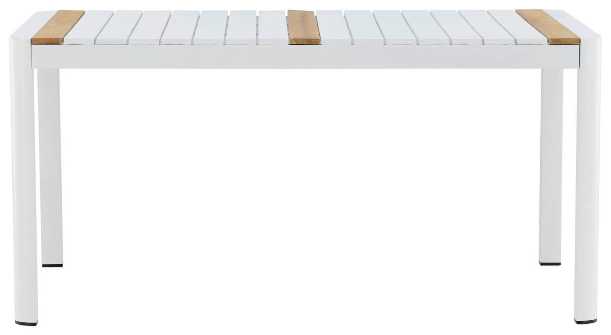 Gartentisch Togo Teakholz/metall L 90 Cm - Weiß, KONVENTIONELL, Holz/Metall (150/90/75cm) - Gardenson