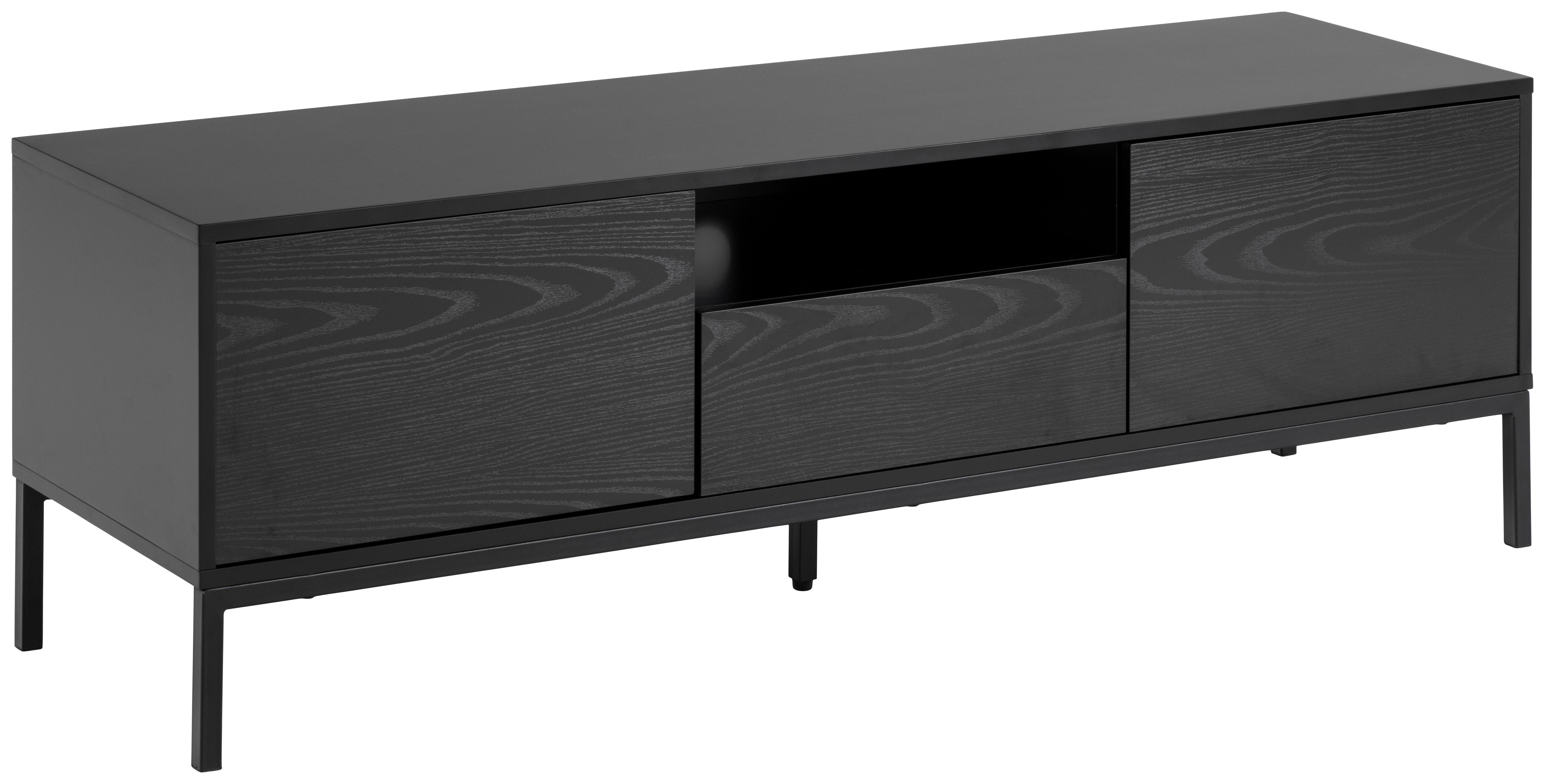 Lowboard Seaford B: 140 cm Schwarz - Schwarz, Trend, Holzwerkstoff/Metall (140/45/40cm) - MID.YOU