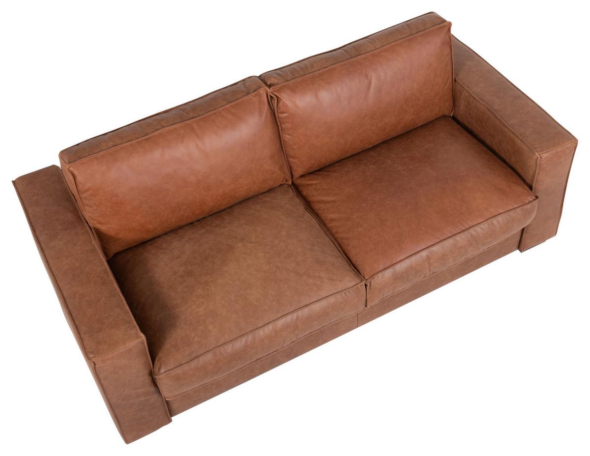 Schlafsofa Texas Cognac Anilinleder, B: 203 Cm - Cognac/Dunkelbraun, Design, Leder (203/85/99cm) - MID.YOU