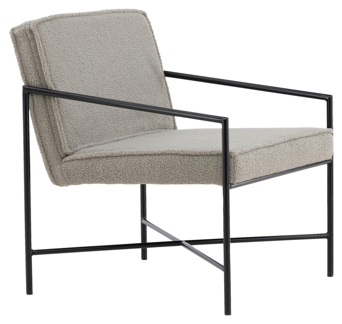 Sessel Rakel - Beige/Schwarz, Design, Textil/Metall (66/78/65cm) - Livetastic