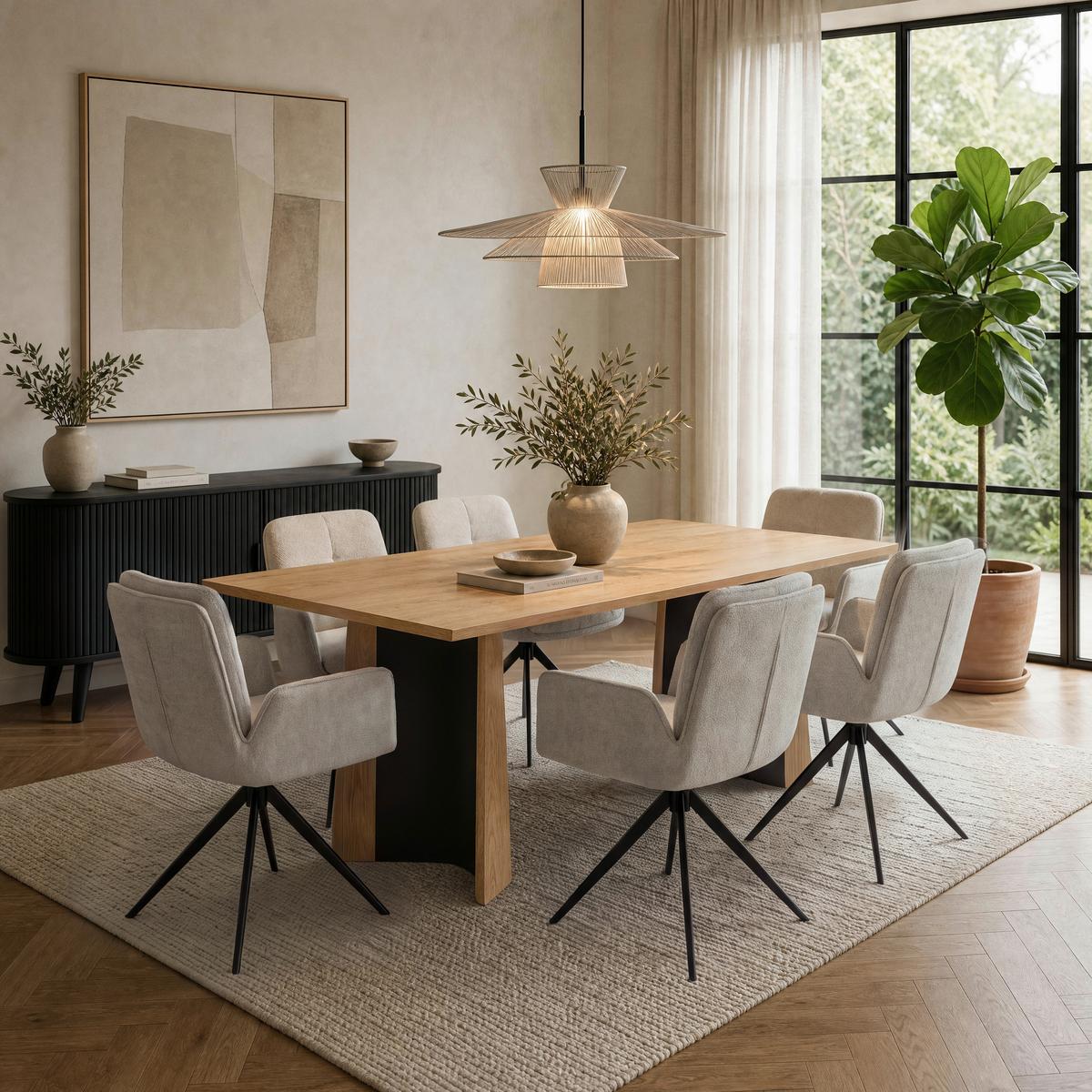 Židle Nalani Greige látkový potah, otočné - tmavě šedá/šedobéžová, Moderní, kov/textil (58/86/62cm) - Bessagi Home