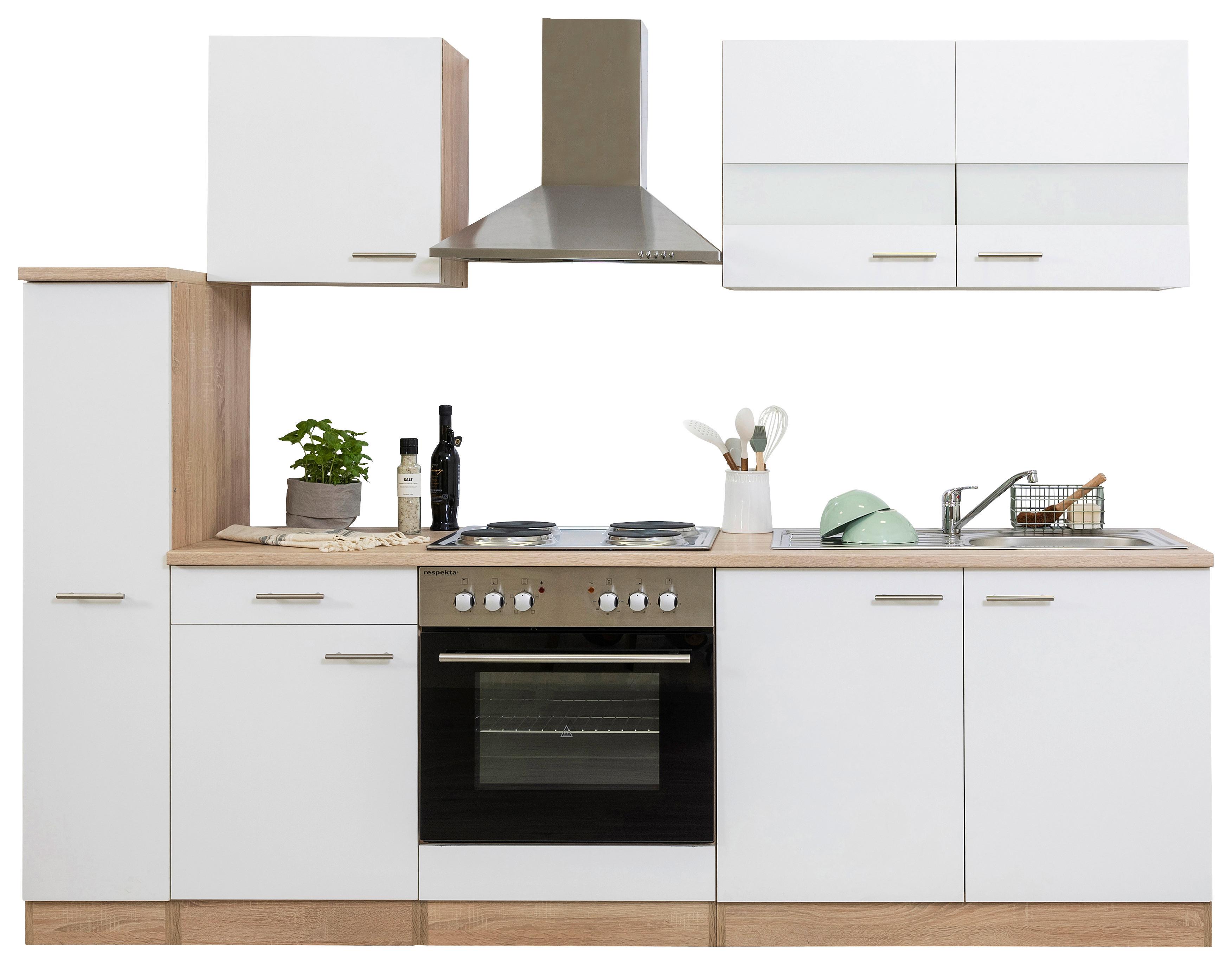 Küchenblock Merle Küchenblock 240 cm - Eichefarben/Weiß, Basics, Holzwerkstoff (240cm) - Respekta