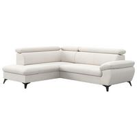 Ecksofa mit Bettfunktion Hudson, Chenille Silberfarben - Silberfarben/Schwarz, KONVENTIONELL, Textil (207/256cm) - Sembella