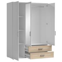 Drehtürenschrank Mit Laden 125cm Ivar Weiß/eiche Dekor - Weiß/Sonoma Eiche, MODERN, Holzwerkstoff (125/190/51cm) - MID.YOU