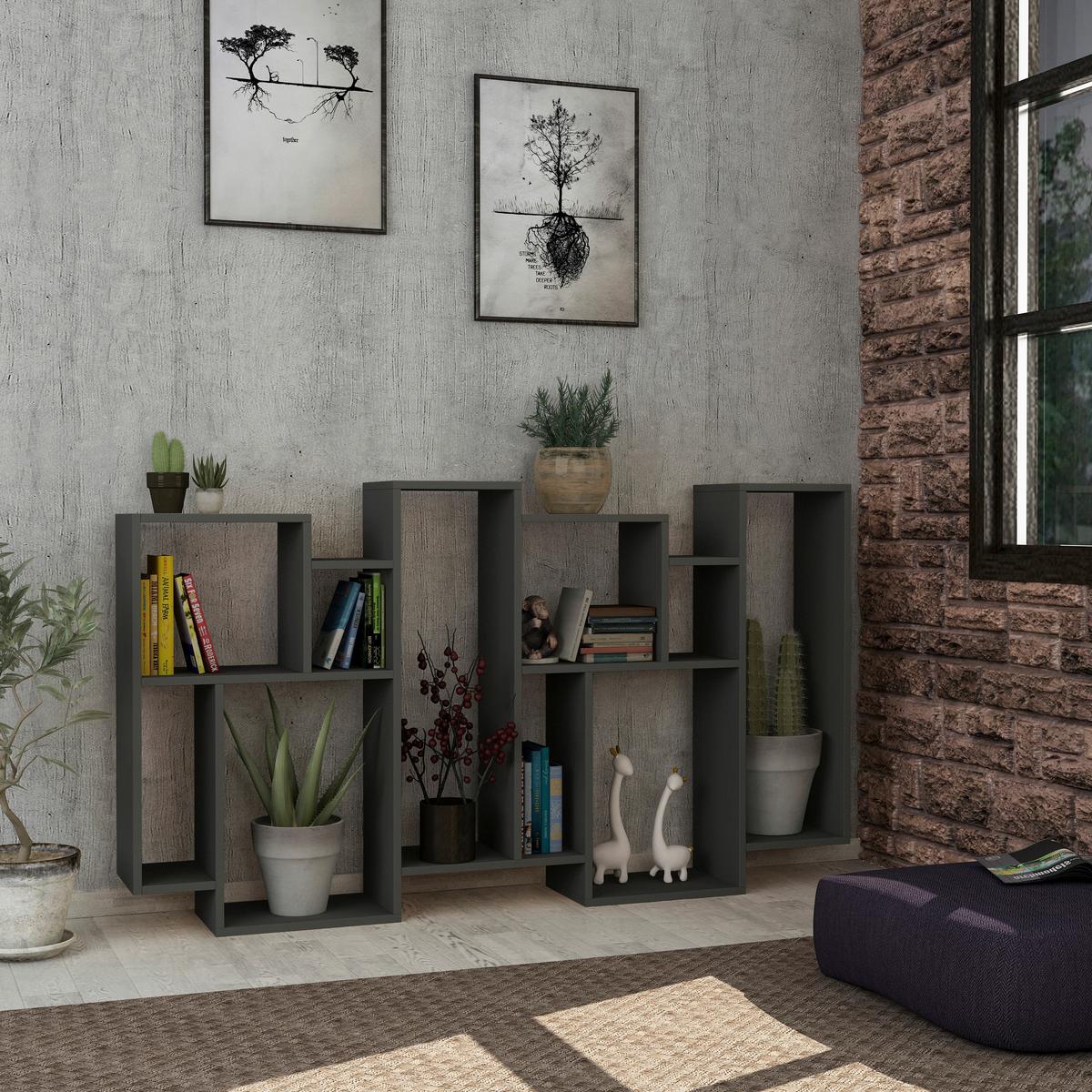 Bücherwand Karmato Bücherregal - Anthrazit, Design, Holzwerkstoff (96/169/26cm) - Livetastic