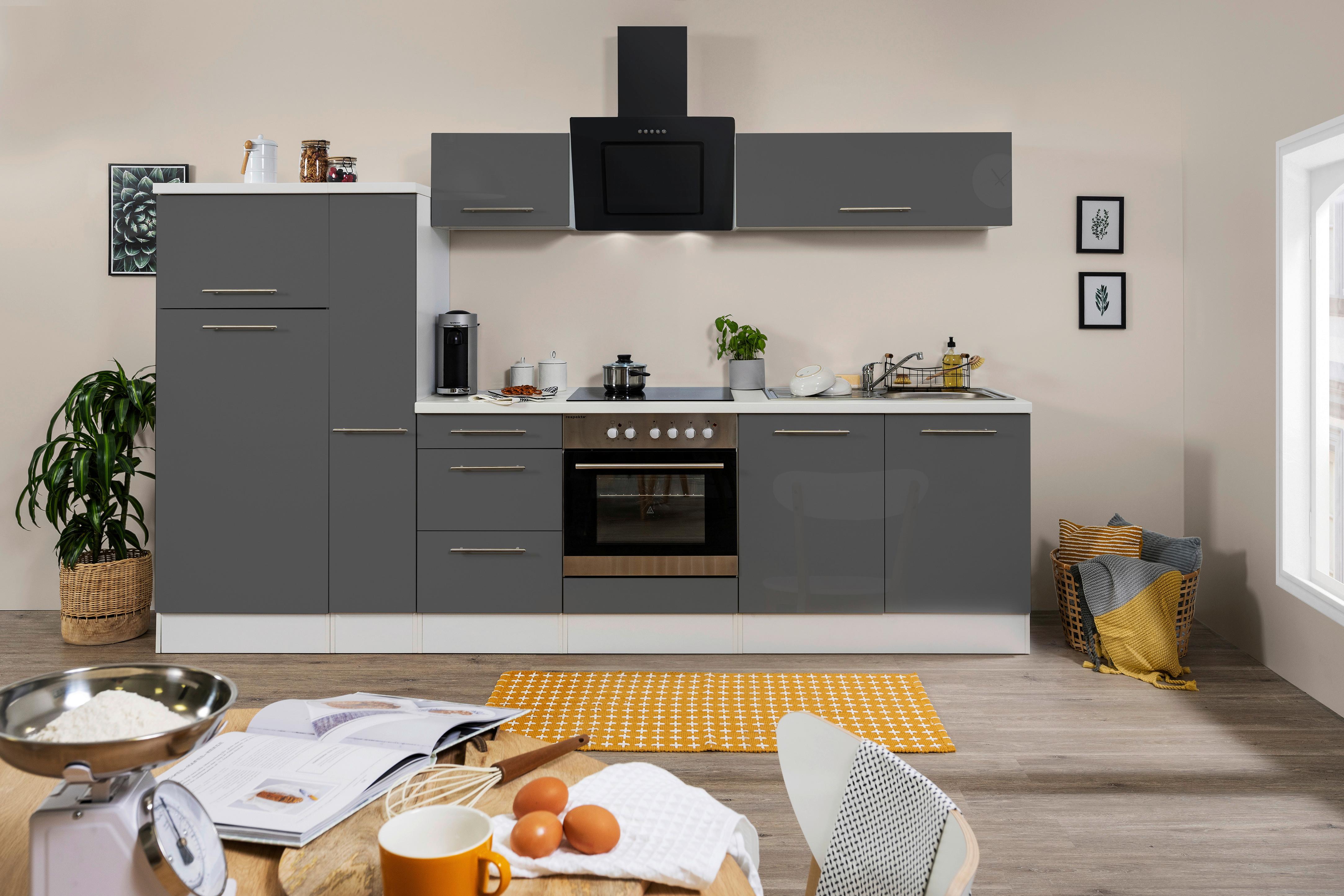Küchenzeile Grau Hochglanz » günstig kaufen | Küchenzeilen ohne Geräte
