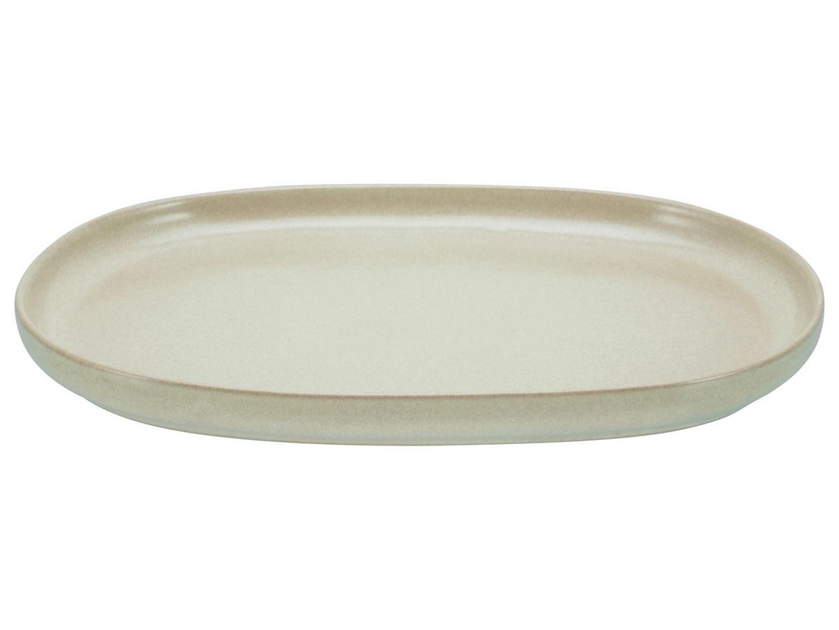 Servierplatte Aus Steingut, Uno B: 33 cm, Sandfarben, Oval - Sandfarben, Basics, Keramik - Creatable