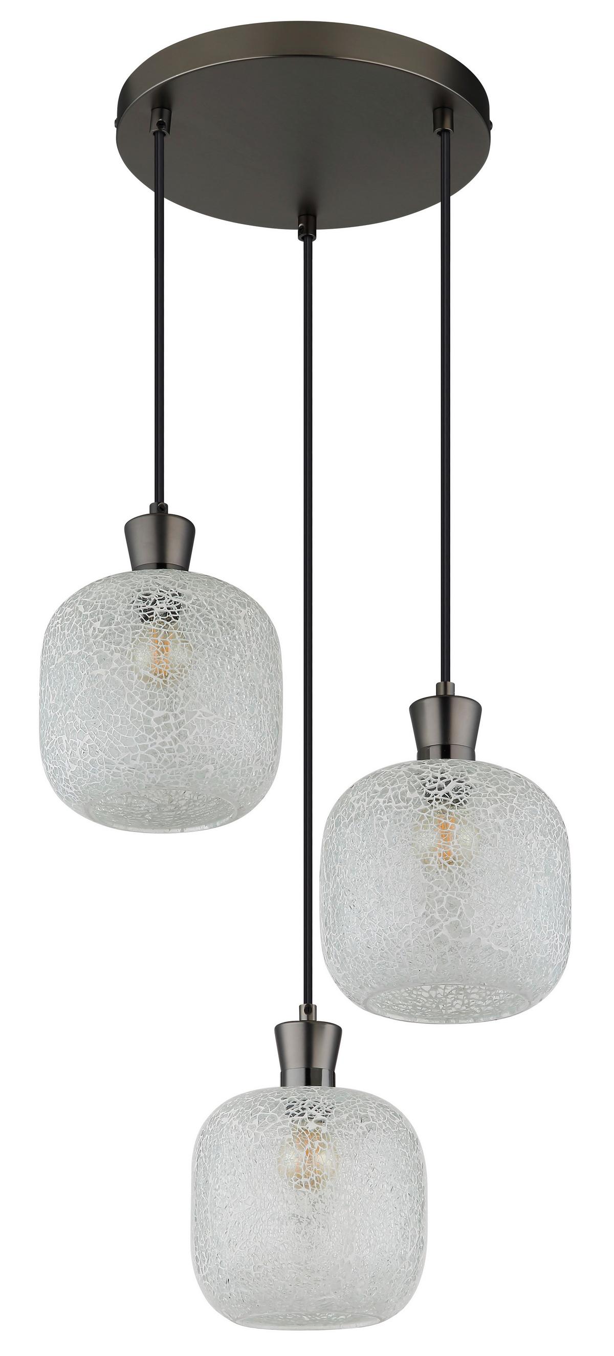 Hängeleuchte Exkl. 3xe14, 40w - Klar/Schwarzchrom, Design, Glas/Kunststoff (30/120cm) - Globo