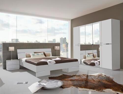 Schlafzimmer Anna Weiß - Weiß, Design, Glas/Holz (180/200cm) - MID.YOU