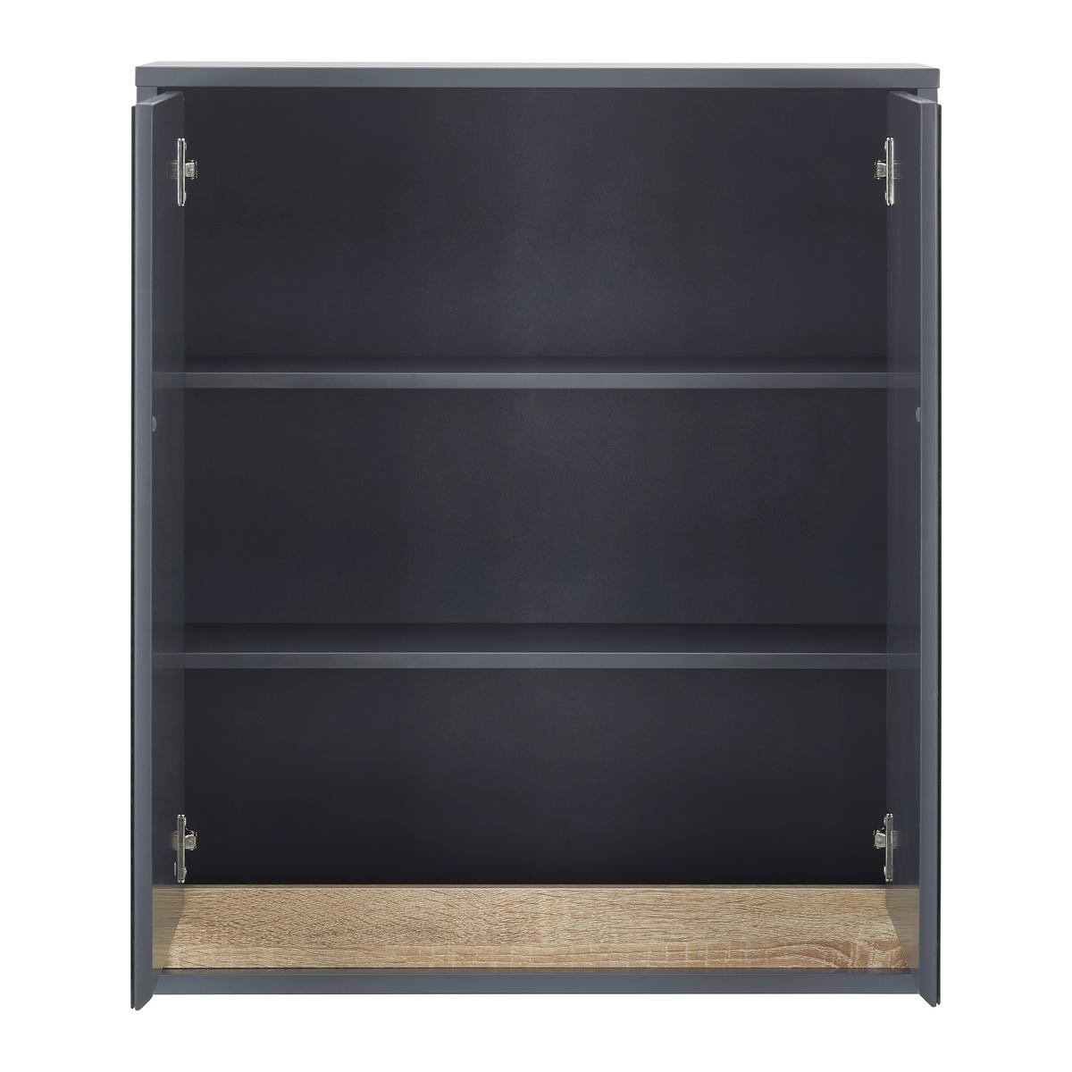 Závěsní skřiňka MASSIMO tm.šedá/dřevodekor - barvy stříbra/tmavě šedá, Moderní, sklo (60/70/18cm) - Bessagi Home