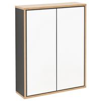 Spiegelschrank Finn 2-Türig BxHxT: 60x75x18,5 cm Anthrazit - Eichefarben/Anthrazit, MODERN, Glas/Holzwerkstoff (60/75/18,5cm) - MID.YOU