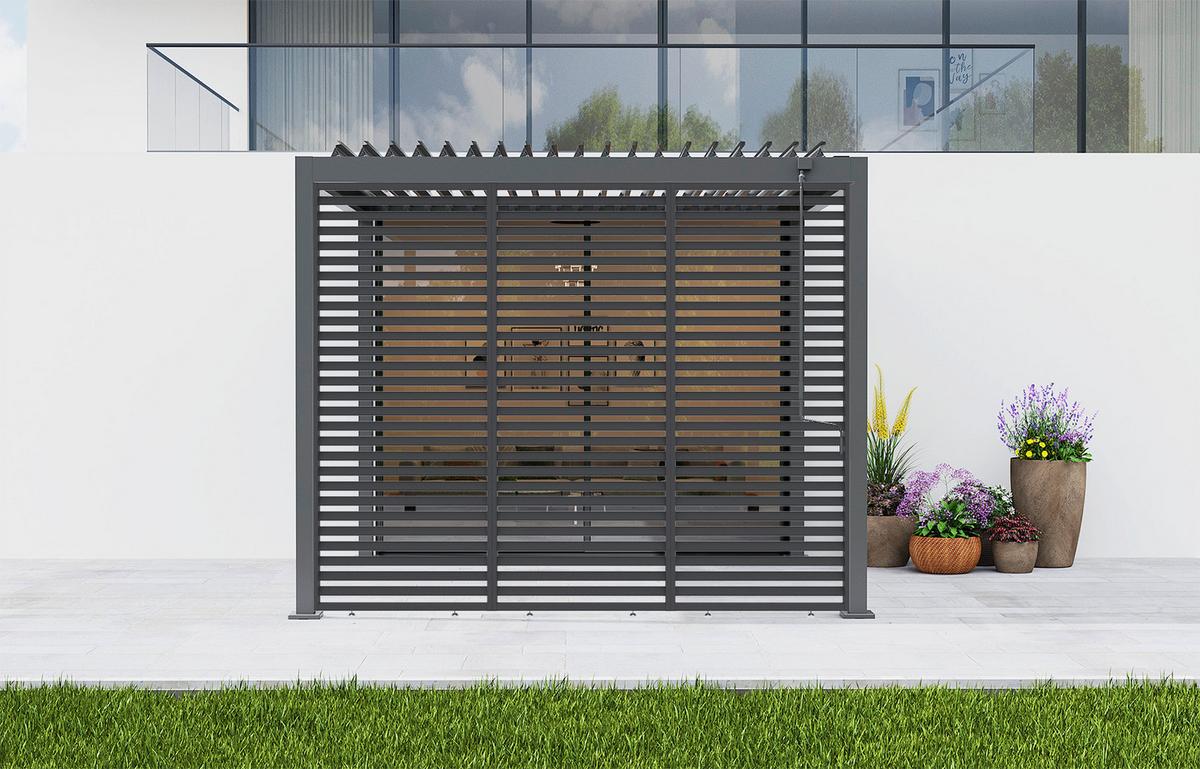 Lamellenwand 93cm Für Pergola 3x3,6/4/6m,bxh:ca.92,7x225,8cm - Anthrazit, Basics, Metall (92,7/225,8/5cm) - Gardenson