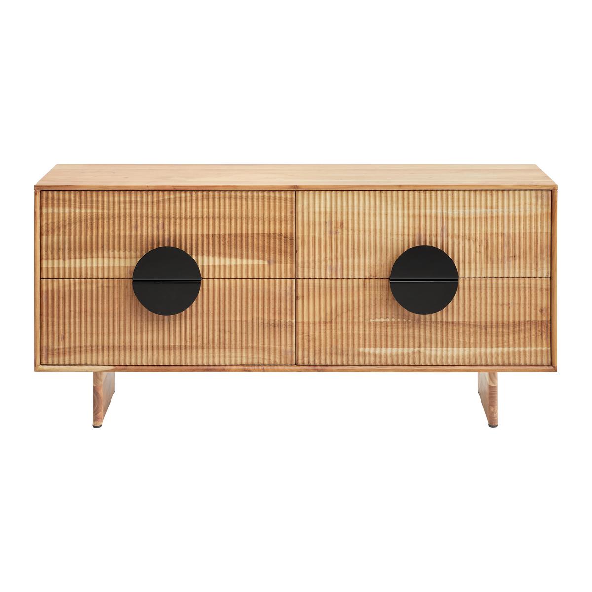 Nízka komoda ROSY akácia - čierna/farba akácie, Lifestyle, kov/drevo (140/65/38cm) - Premium Living