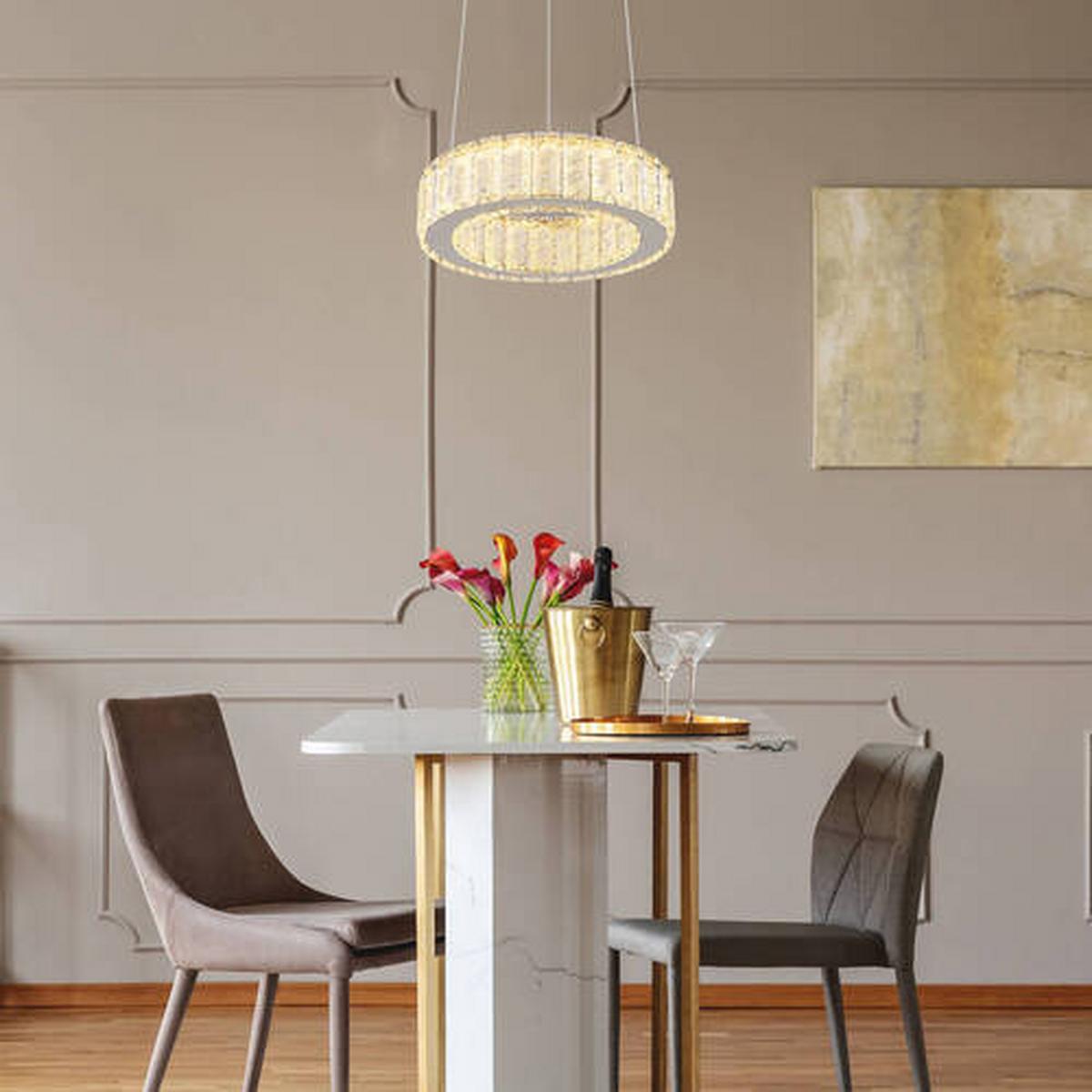 Led Függőlámpa 67162-30 - krómszínű/áttetsző, Konventionell, műanyag/Üveg (30/120cm) - Globo