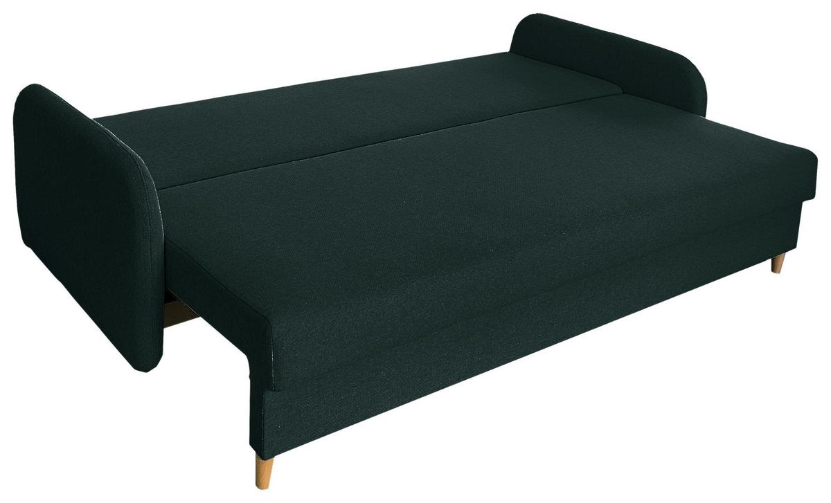 Schlafsofa mit Bettkasten Vero Grün B: 206 cm - Schwarz/Naturfarben, Design, Textil (206/88/93cm) - MID.YOU