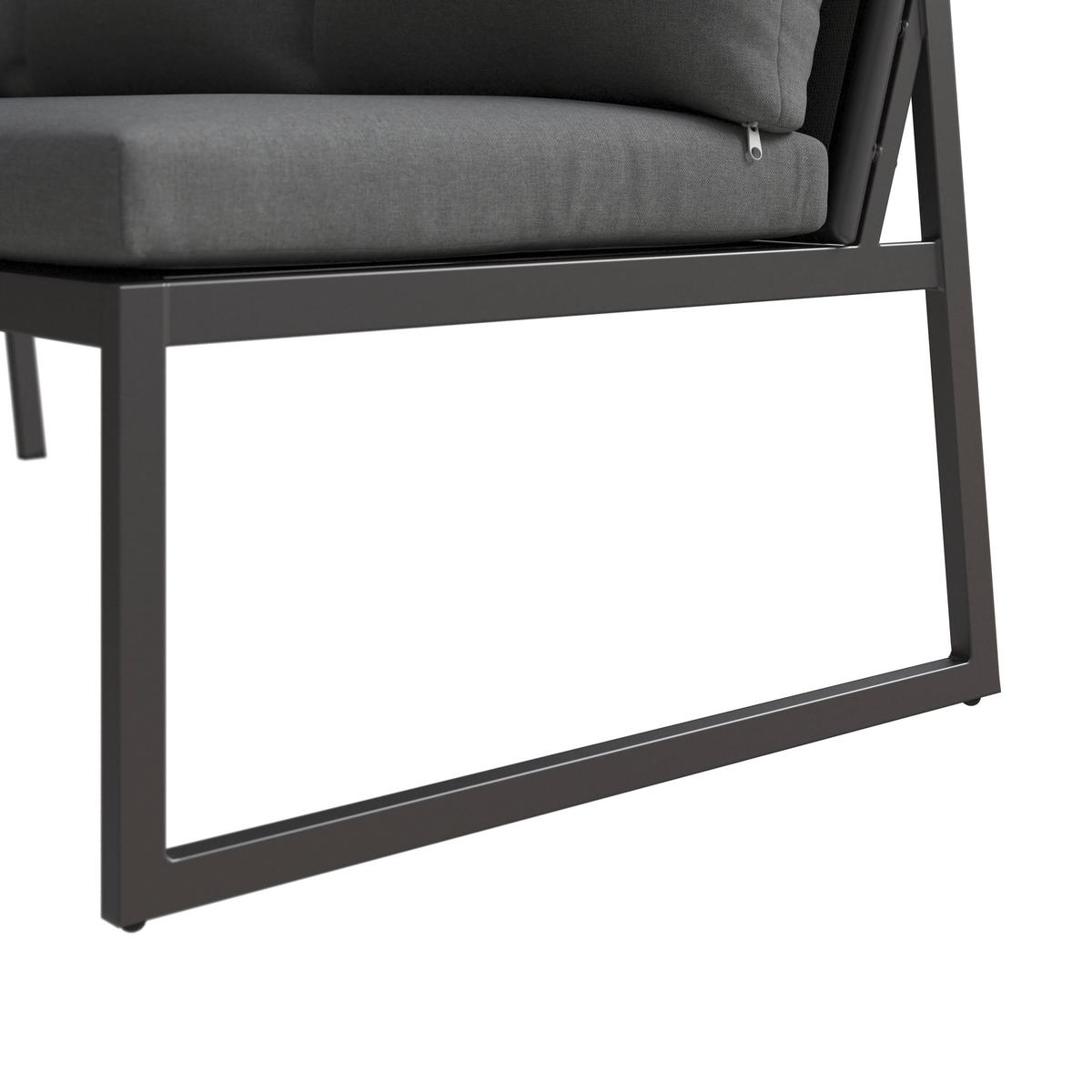 Loungegarnitur Kaunas - Dunkelgrau/Anthrazit, MODERN, Glas/Textil (183/241cm) - Beldano