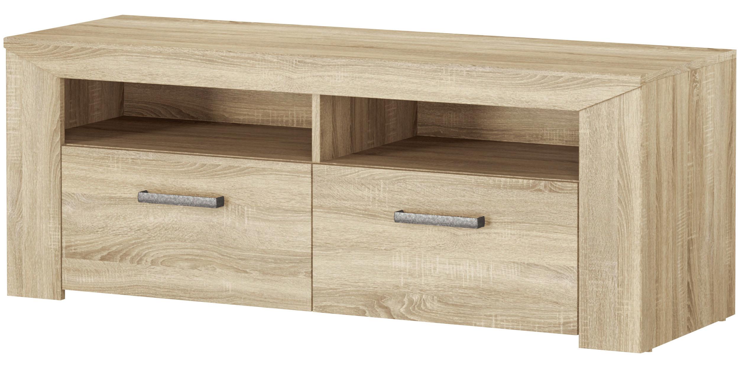 TV-Element Lorenzo Sonoma Eiche B: 130,1 cm - Schwarz/Sonoma Eiche, Holzwerkstoff (130,1/49,5/44cm) - MID.YOU