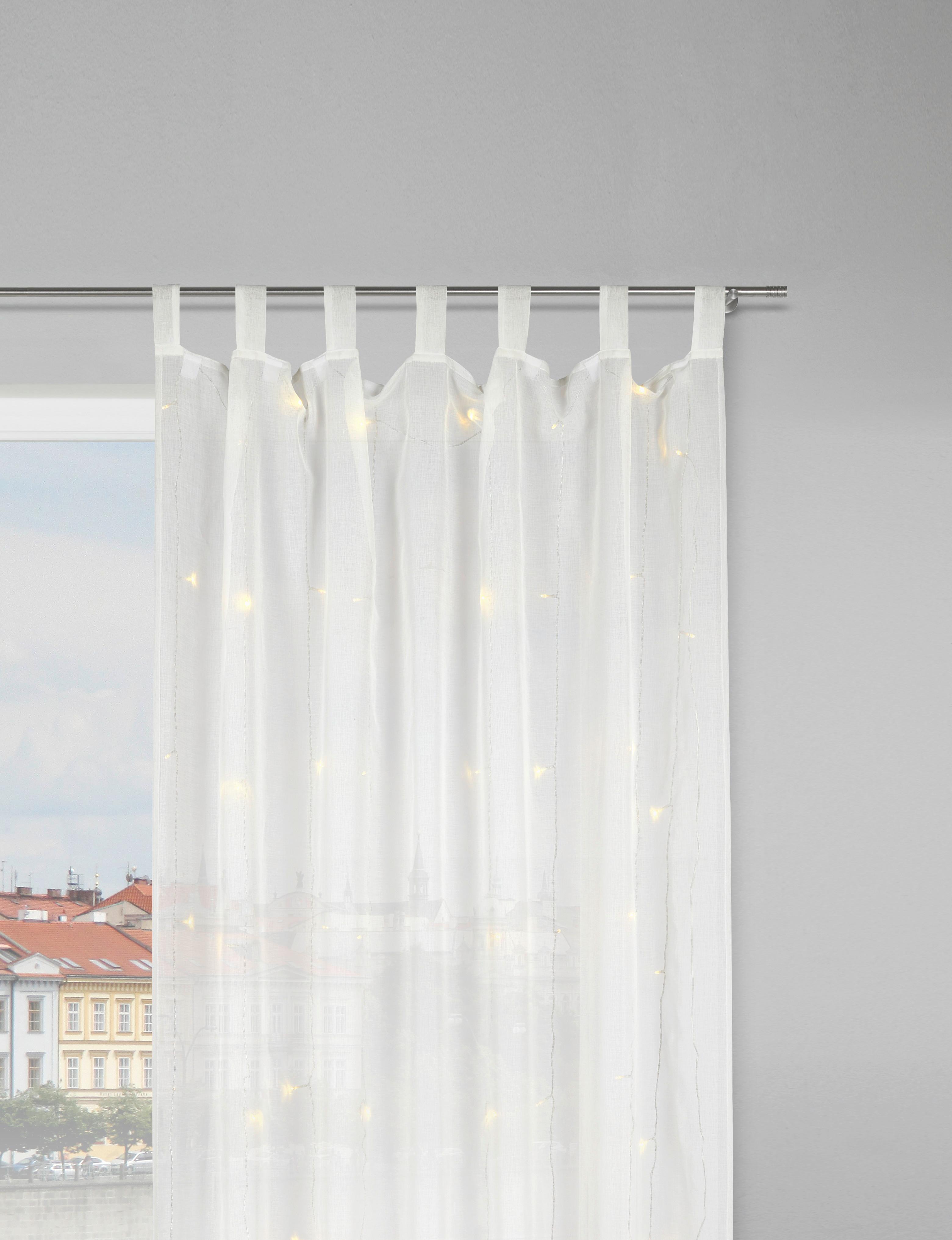 ZÁVES S PÚTKAMI Lights, 140/245cm, biela - biela, Romantický / Vidiecky, textil (140/245cm) - Modern Living