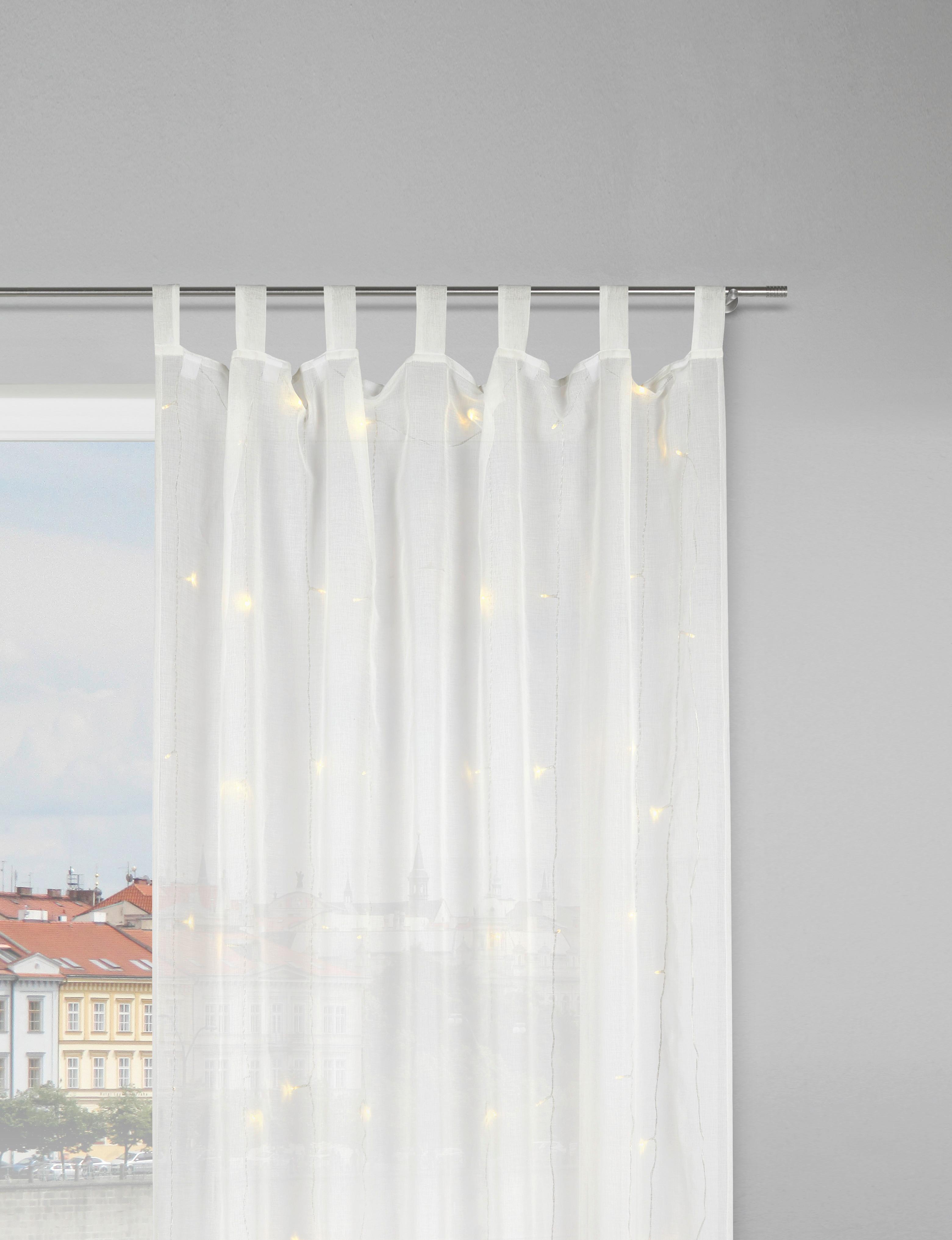 Závěs S Poutky Lights, 140/245cm, Bílá - bílá, Romantický / Rustikální, textil (140/245cm) - Modern Living