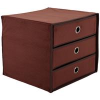 Schubladenbox Lisa New Braun Kord 3 Laden mit Grifflöchern - Braun, MODERN, Karton/Textil (32/31,5/32cm)