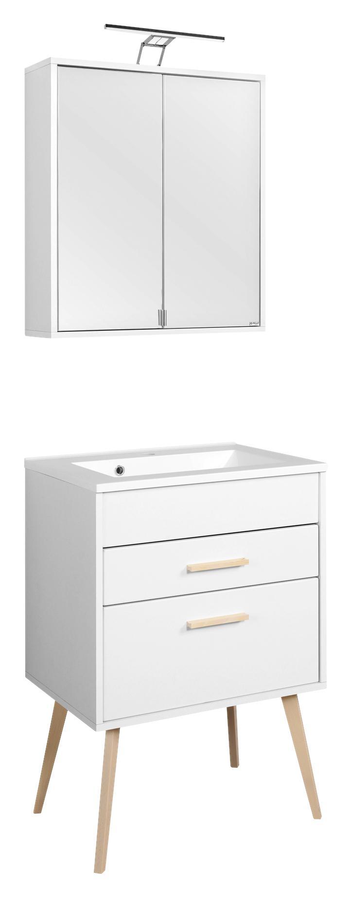 Badezimmer Oslo B:60cm Weiß - Weiß, Basics, Holzwerkstoff/Stein (60/47cm)