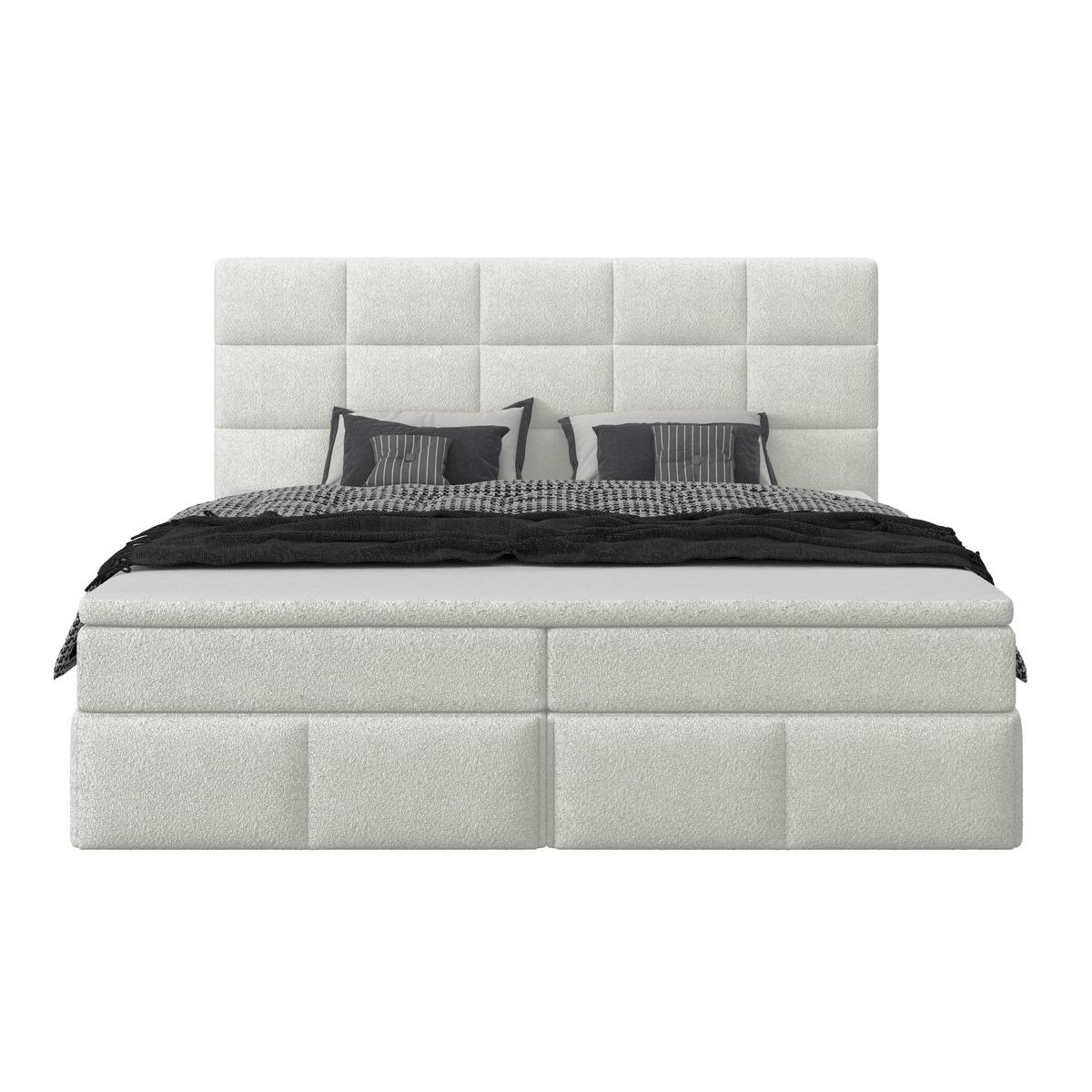 Polsterbett Alba Boucle Hellgrau, 160x200 cm - Hellgrau/Schwarz, Trend, Textil (160/200cm)