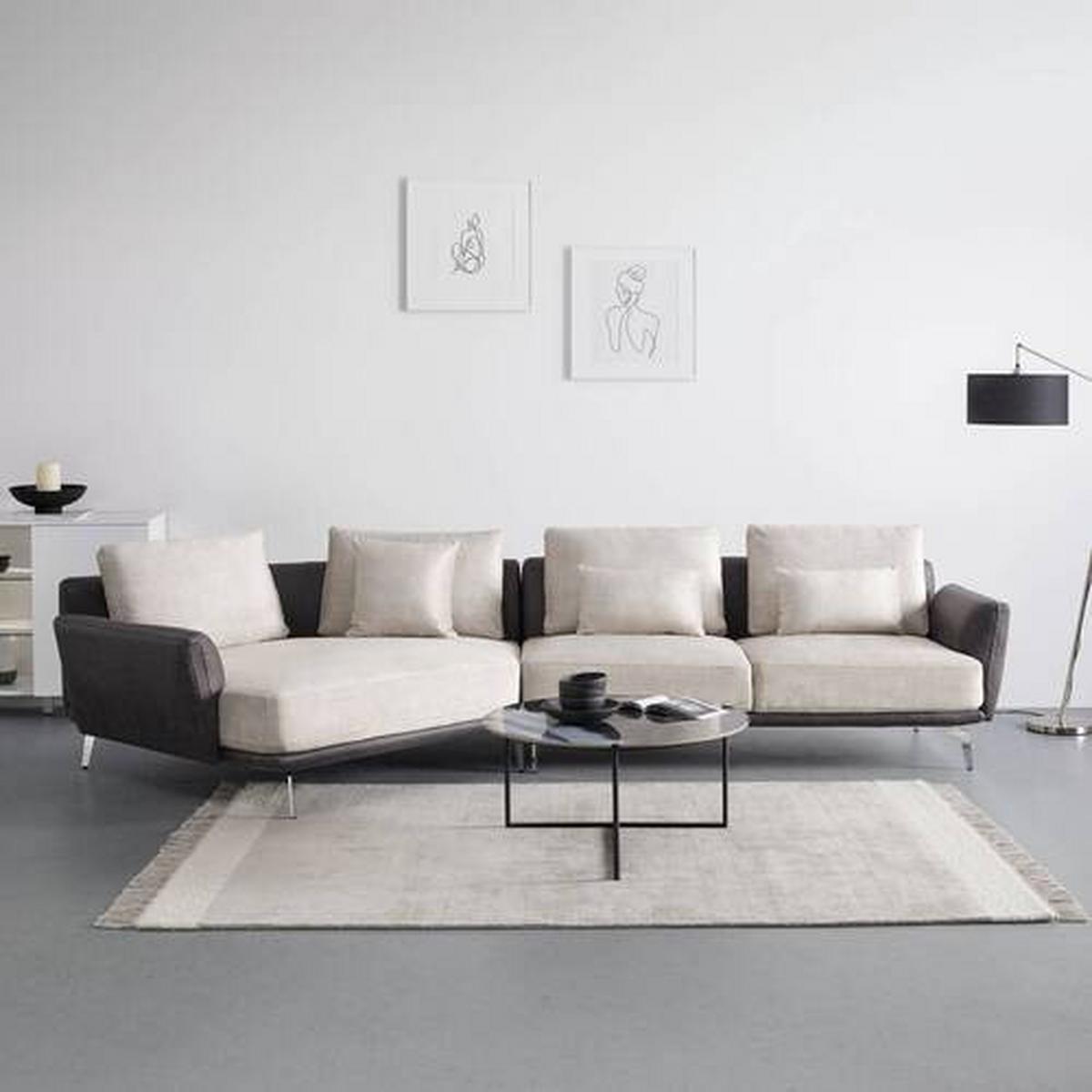 Sedacia súprava MARA - chrómová/tmavosivá, Modern, kov/drevo (351/69/163cm) - Bessagi Home