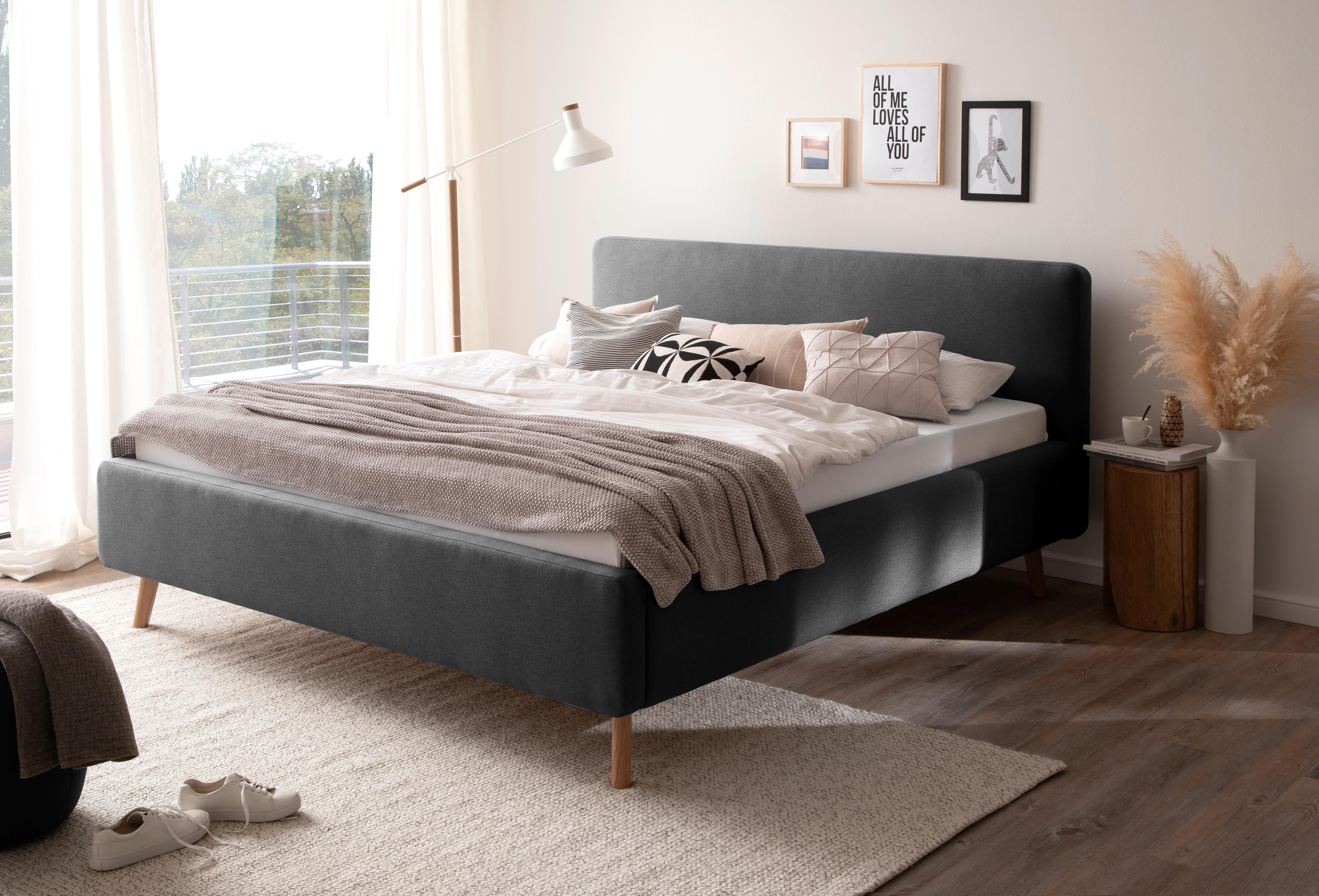 Polsterbett Mattis 160x200cm Anthrazit, inkl. Bettkasten - Anthrazit, Design, Holz/Textil (160/200cm) - Livetastic