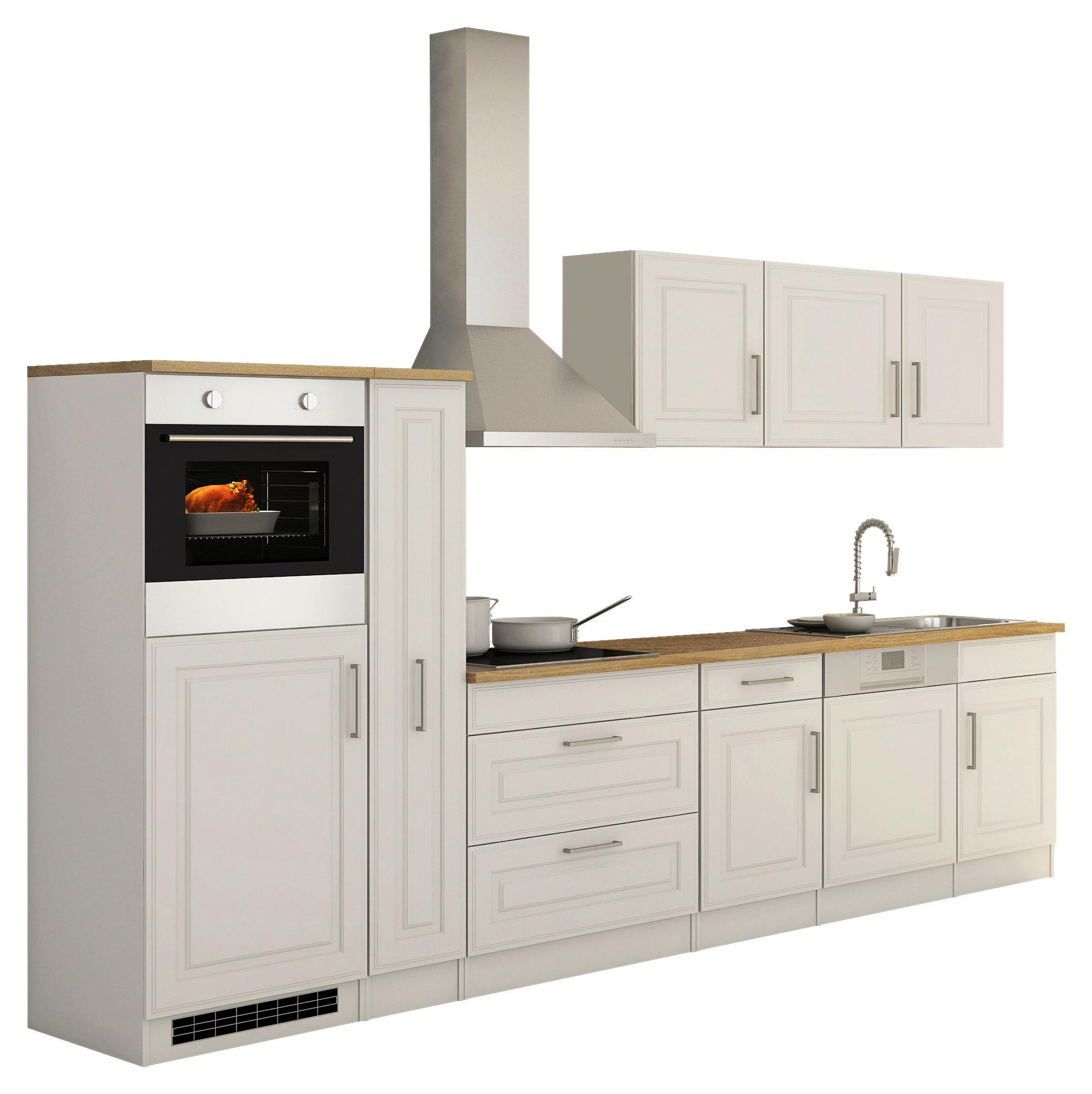 Küchenblock Rom Weiß B: 330 cm - Weiß/Sonoma Eiche, MODERN, Holzwerkstoff (330cm) - Held