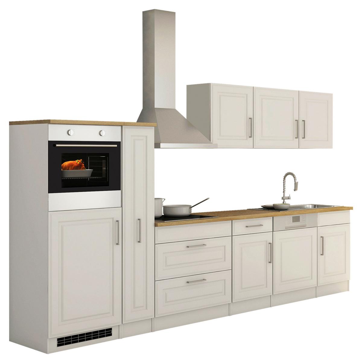 Küchenblock Rom Weiß B: 330 cm - Weiß/Sonoma Eiche, MODERN, Holzwerkstoff (330cm) - Held