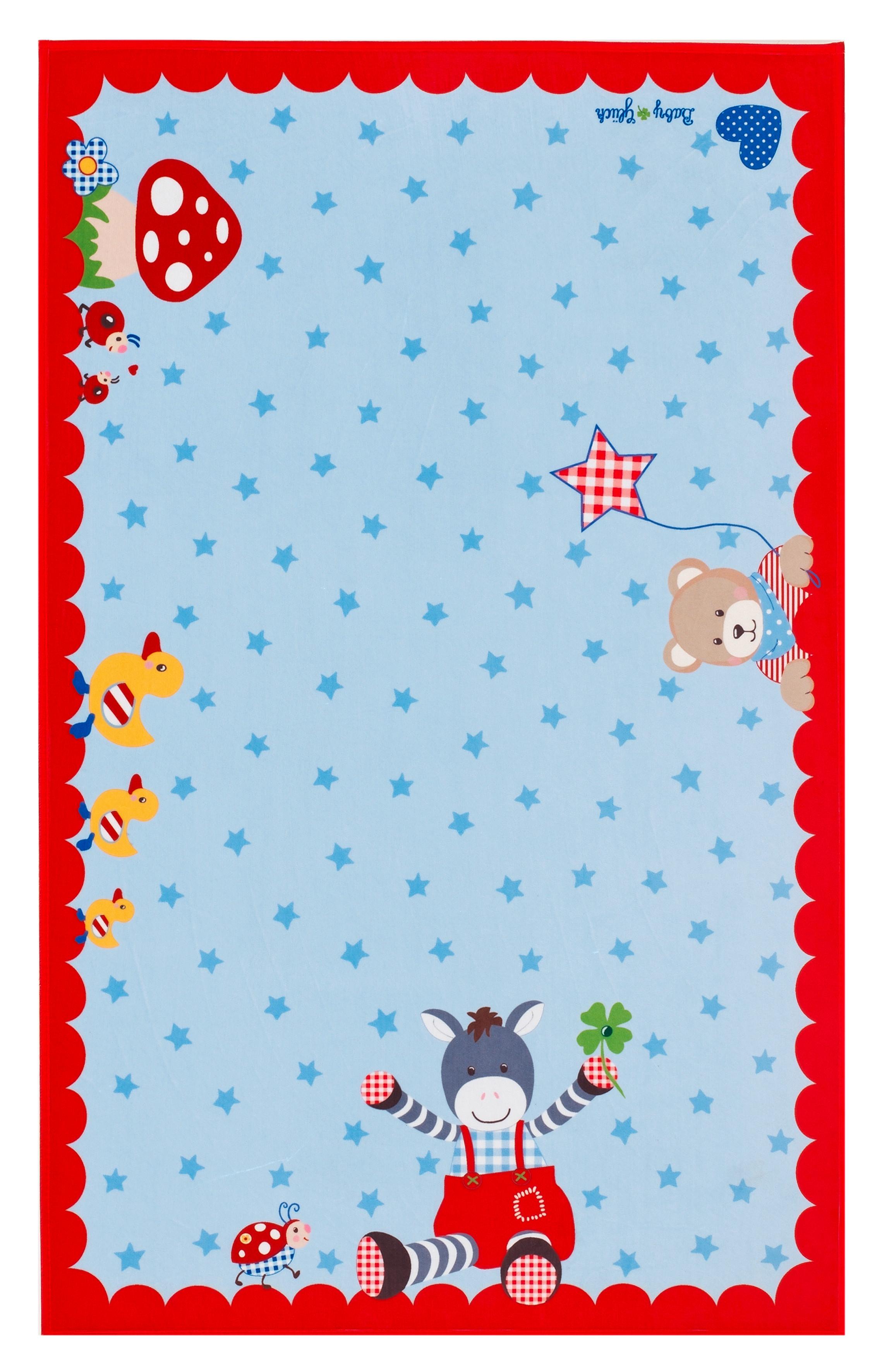 Kinderteppich Tier Blau/rot Baby Glück 80x150 Cm - Blau/Rot, Trend, Textil (80/150cm)
