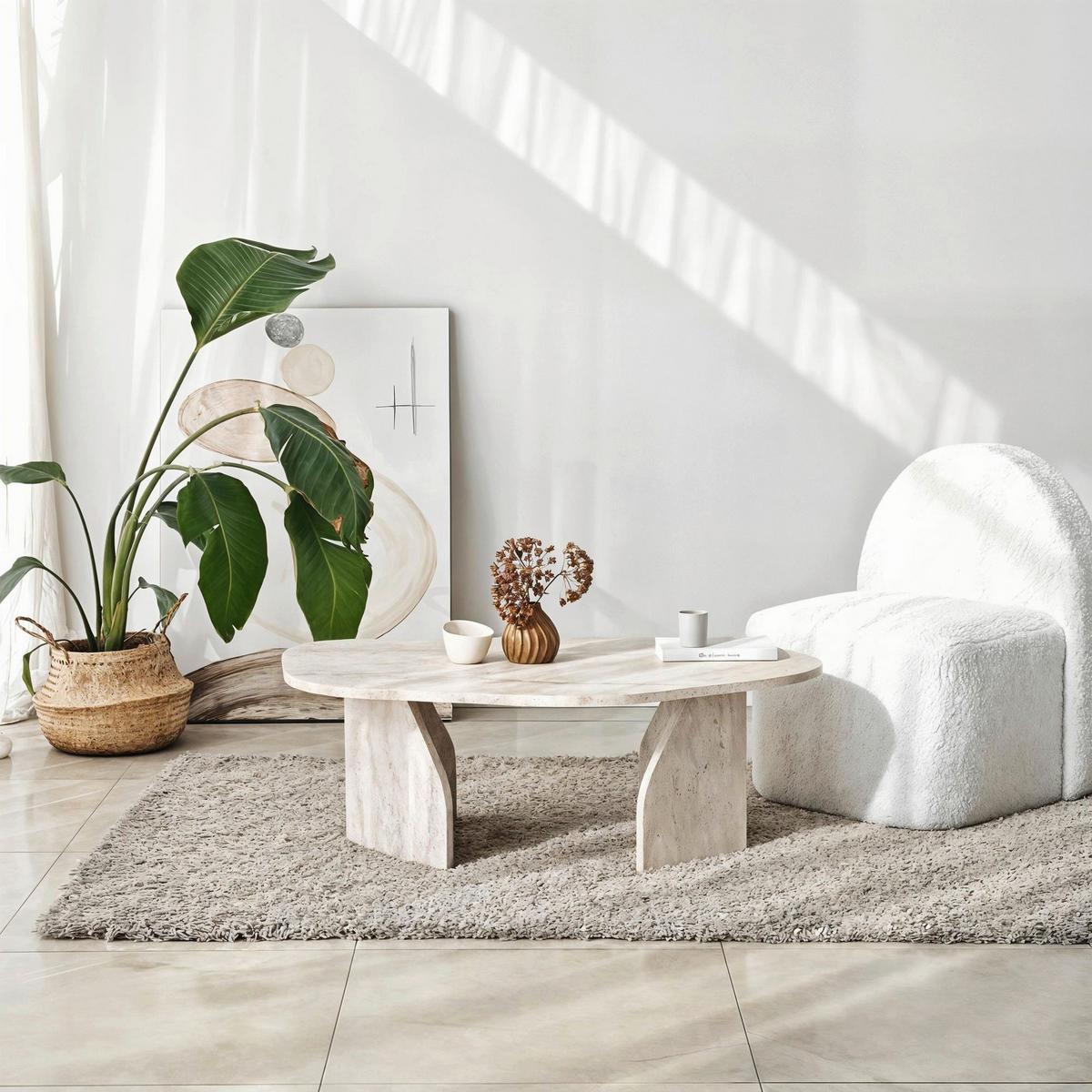 COUCHTISCH Travertine B: 100cm - Beige, MODERN, Holzwerkstoff (100/35/60cm)