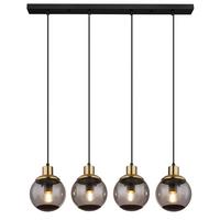 Hängeleuchte 15860-4h - Messingfarben/Schwarz, Design, Glas/Kunststoff (75/15/110cm) - Globo