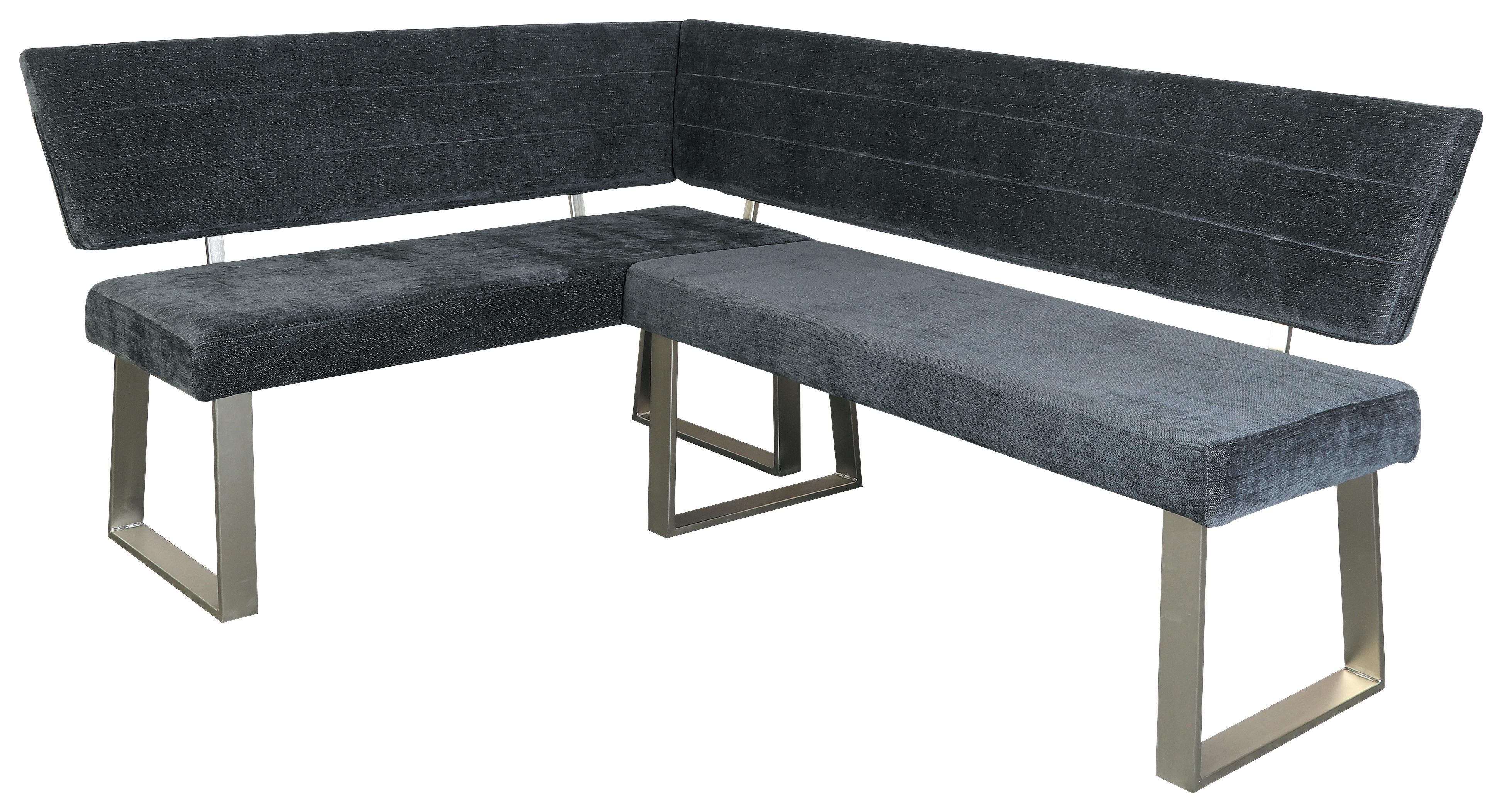 Eckbank Dunkelgrau Hausvik 142,5x187 cm - Dunkelgrau/Nickelfarben, MODERN, Textil/Metall (142,5/187cm) - MID.YOU