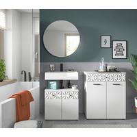 Badezimmer Prisma Weiß B: 130 cm - Schwarz/Weiß, MODERN, Glas/Holzwerkstoff (130cm) - MID.YOU