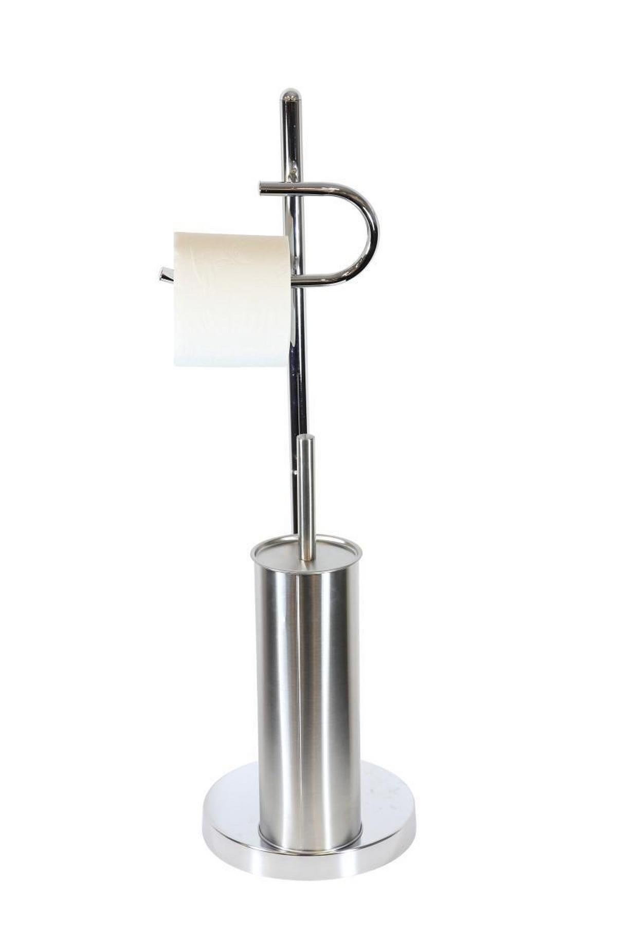 WC-Bürstengarnitur inkl. Rollenhalter Florenz, Chrom - Silbereichenfarben, KONVENTIONELL, Metall (19/67cm) - James Wood