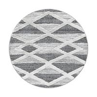 Webteppich Grau/Weiß Pisa Rund Ø 120 cm - Grau, KONVENTIONELL, Textil (120cm)