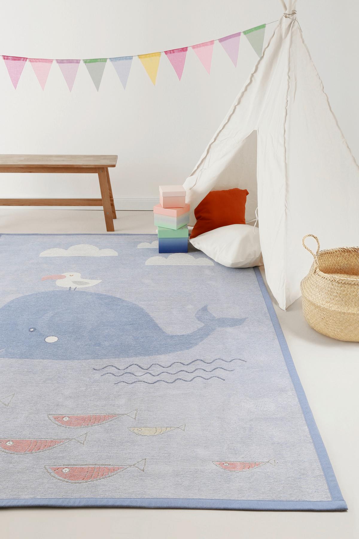 Kinderteppich Blau, Bxl: Ca. 160x230 Cm - Blau/Pastellblau, Trend, Textil (160/230cm) - Esprit