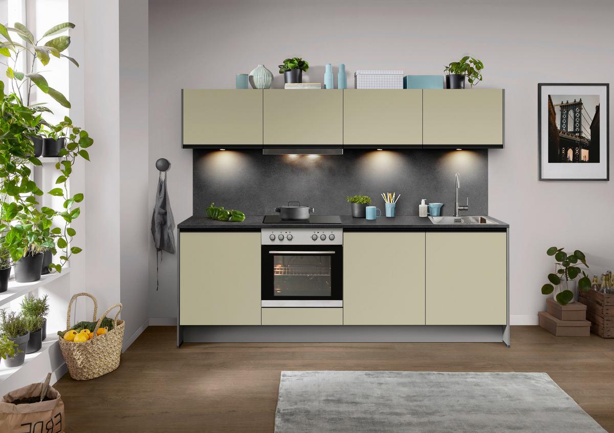 Küchenblock Ip 3150 - Schieferfarben/Hellgrün, Basics, Holzwerkstoff (243,7cm) - Impuls