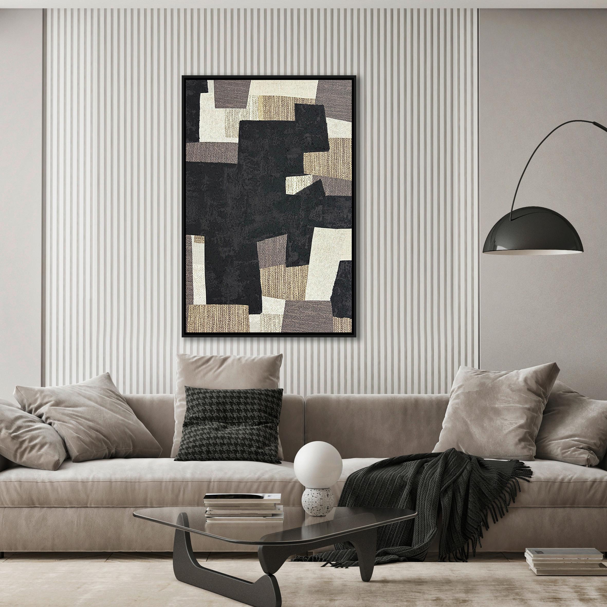 Obraz na plátně LOTTA, 60x90cm - černá/přírodní barvy, Moderní, kompozitní dřevo/textil (60/90cm) - Premium Living