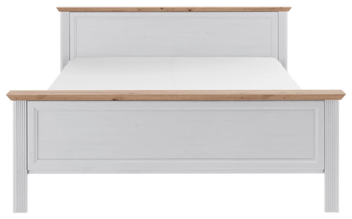 Doppelbett Landhaus-Stil 180x200 Jasmin II Weiß/Eiche - Schwarz/Weiß, LIFESTYLE, Holzwerkstoff (180/200cm)